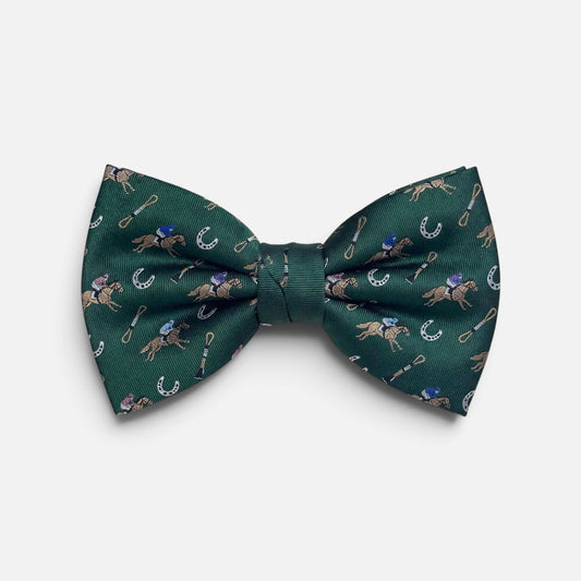 "Riders Up" 100% Silk Bow Tie in Green by Logan's