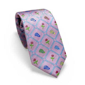 "Roses” 100% Silk Neck Tie in Pink by Logan's