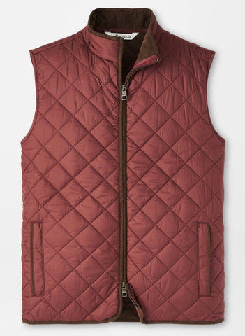 Essex Quilted Travel Vest in Cranberry by Peter Millar