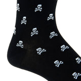 Black With White Skull and Crossbones Mid-Calf Socks by Dapper Classics