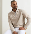 Perth Mélange Performance Quarter-Zip in Biscuit by Peter Millar