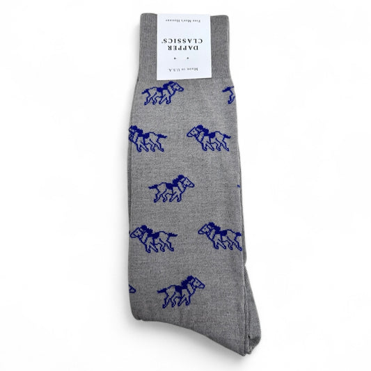 Horse Racing Mid Calf Socks in Grey by Dapper Classics