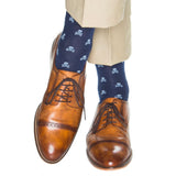 Classic Navy With White Skull and Crossbones Mid-Calf Socks by Dapper Classics