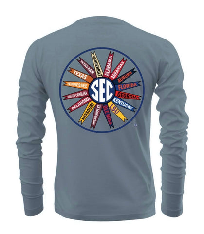 SEC Pinwheel Long Sleeve Comfort Colors Tee in Denim by New World Graphics