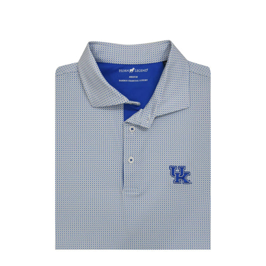 University of Kentucky Performance Crossways Polo in White/Blue/Grey by Horn Legend
