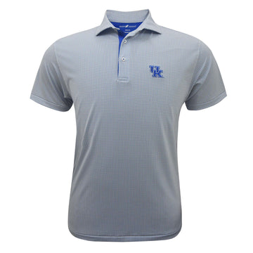 University of Kentucky Performance Crossways Polo in White/Blue/Grey by Horn Legend
