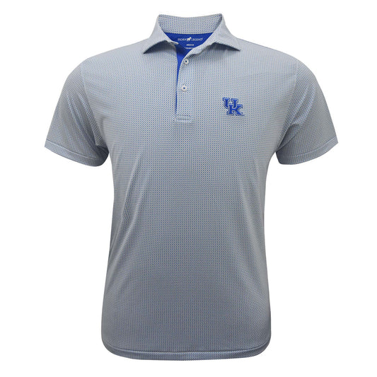 University of Kentucky Performance Crossways Polo in White/Blue/Grey by Horn Legend