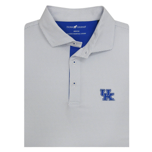 University of Kentucky Performance Dot Polo in White/Blue by Horn Legend