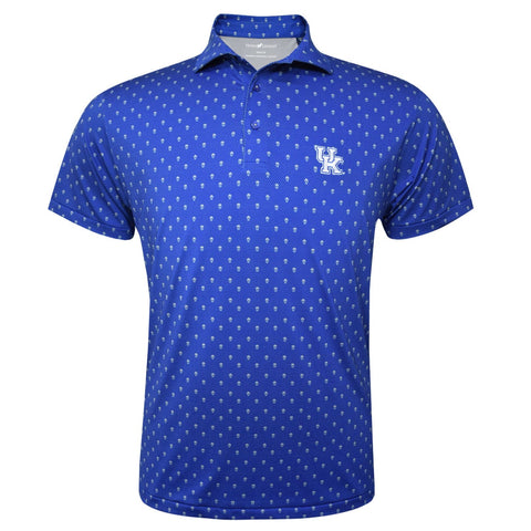 University of Kentucky Performance Skulls Polo in Blue/Grey by Horn Legend