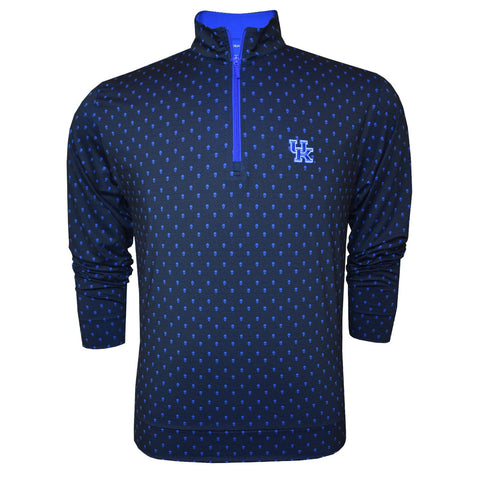 University of Kentucky Performance Skulls Quarter-Zip in Black/Blue by Horn Legend