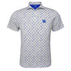 University of Kentucky Performance Drinks Polo in White/Blue by Horn Legend