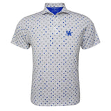 University of Kentucky Performance Drinks Polo in White/Blue by Horn Legend