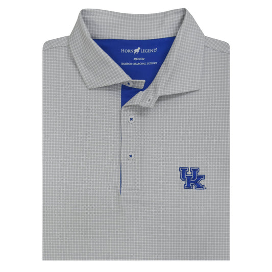 University of Kentucky Performance Medallions Polo in White/Grey/Blue by Horn Legend