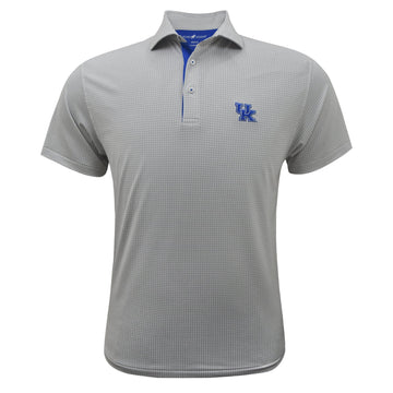 University of Kentucky Performance Medallions Polo in White/Grey/Blue by Horn Legend