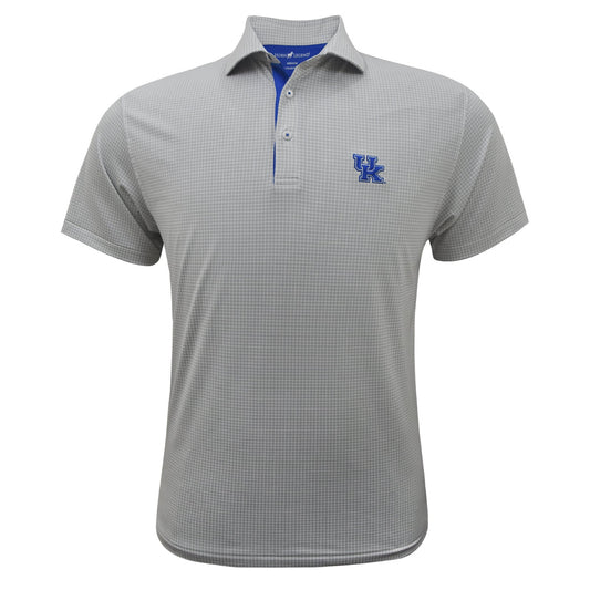 University of Kentucky Performance Medallions Polo in White/Grey/Blue by Horn Legend