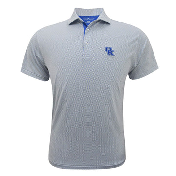 University of Kentucky Performance Aztec Polo in White/Grey/Blue by Horn Legend