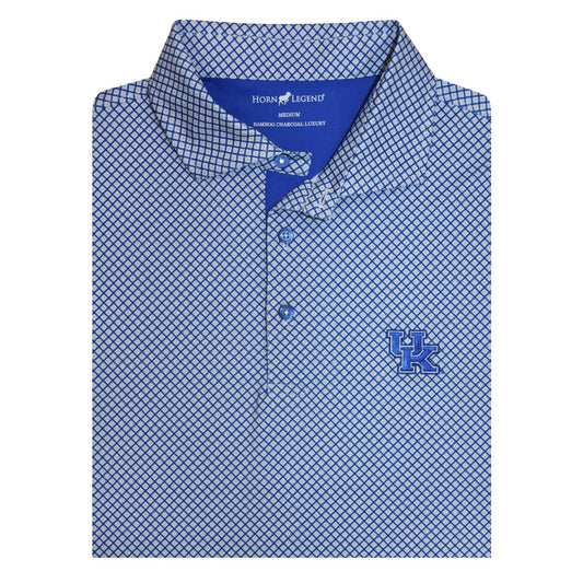 University of Kentucky Performance Mosaic Polo in Blue/White/Grey by Horn Legend