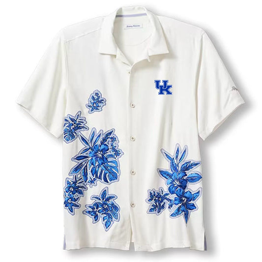 University of Kentucky Hibiscus Vibrations Camp Shirt in Blue Note by Tommy Bahama