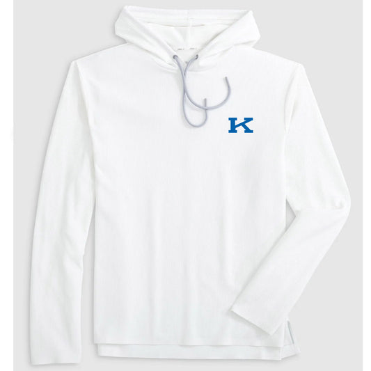 University of Kentucky Hoppin Performance Drawstring Hoodie in White by Johnnie-O