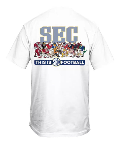 SEC Mascots "This Is SEC Football" Short Sleeve Comfort Colors Tee in White by New World Graphics