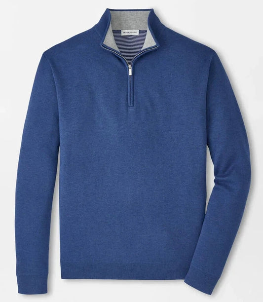 Coolspun Lite Cotton Quarter-Zip Sweater in Windsor Blue by Peter Millar