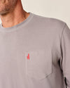 US Palm Long Sleeve Pocket T-Shirt in Steel by Johnnie-O