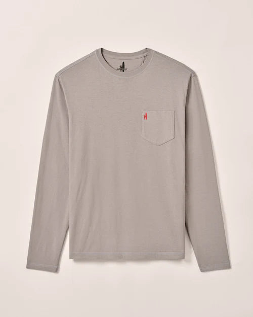 US Palm Long Sleeve Pocket T-Shirt in Steel by Johnnie-O