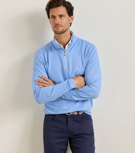 Perth Basketweave Performance Quarter-Zip in Cottage Blue by Peter Millar