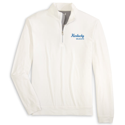University of Kentucky Motion Performance 1/4 Zip in White by Johnnie-O