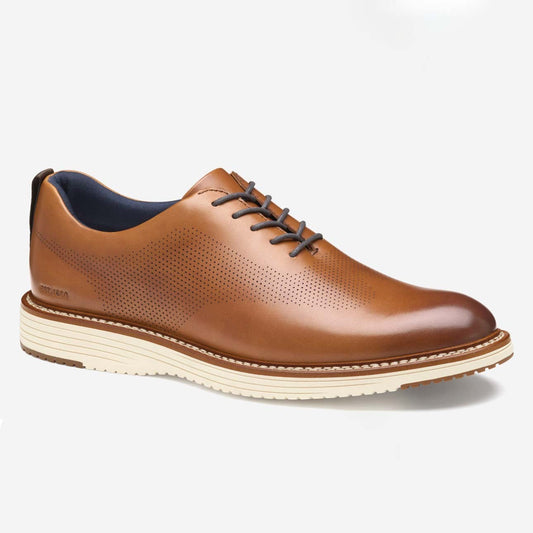 Upton One-Piece Perfed Plain Toe in Tan Full Grain by Johnston & Murphy