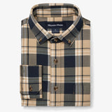 City Flannel Dress Shirt in Khaki William Plaid by Mizzen+Main