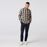 City Flannel Dress Shirt in Khaki William Plaid by Mizzen+Main