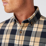 City Flannel Dress Shirt in Khaki William Plaid by Mizzen+Main