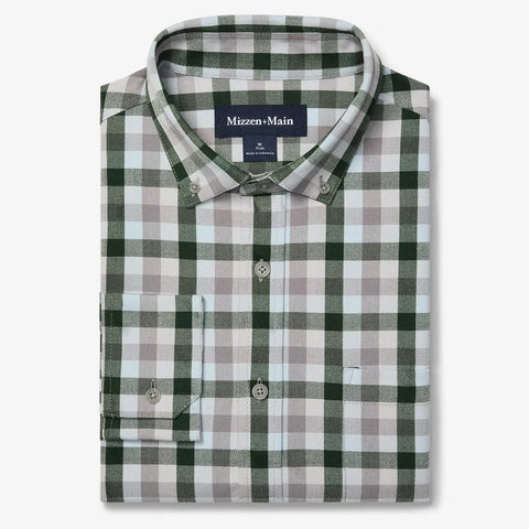 City Flannel Dress Shirt in Spruce Multi Check by Mizzen+Main