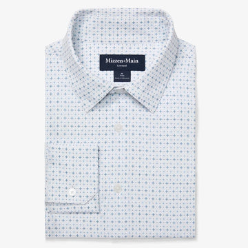 Leeward Dress Shirt in White Hatch Mark by Mizzen+Main