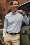 Leeward Dress Shirt in White Hatch Mark by Mizzen+Main