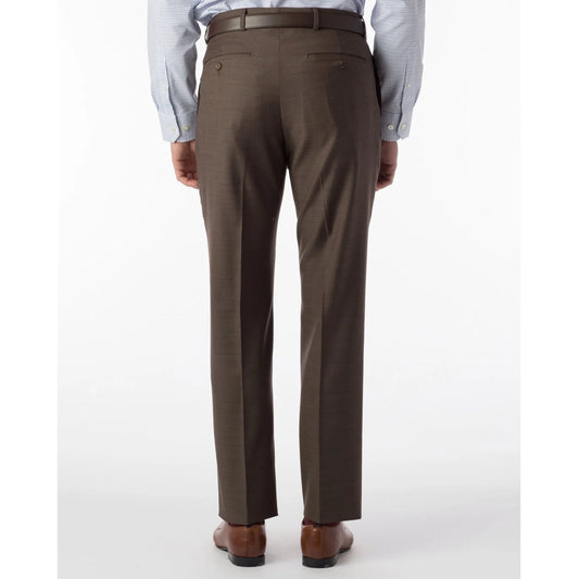 Super 110's Sharkskin Flat Front Dunhill Dress Pant in Chestnut by Ballin