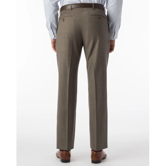Super 110's Sharkskin Flat Front Dunhill Dress Pant in Light Brown by Ballin