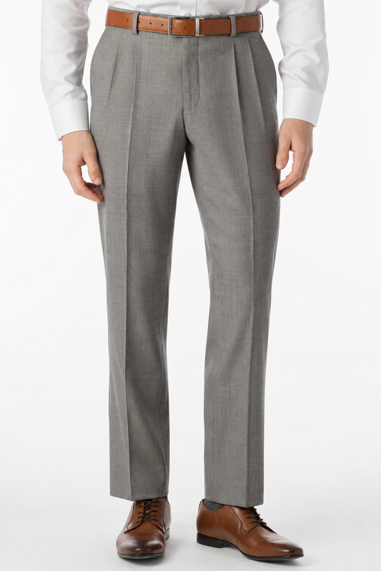 Super 110's Sharkskin Pleated Manchester Dress Pant in Black & White by Ballin