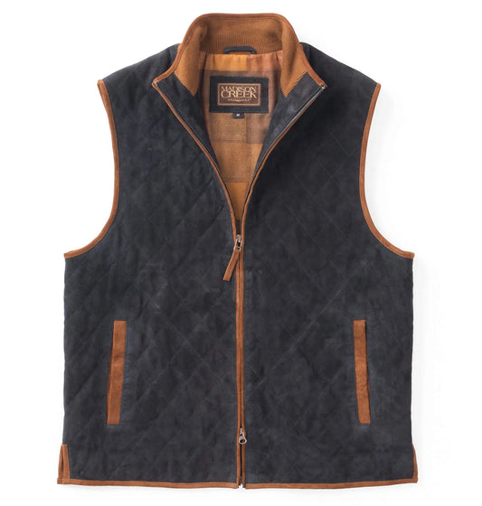 Ridgeland Diamond Quilted Goat Suede Vest in Dark Navy by Madison Creek Outfitters