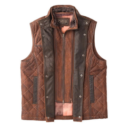 Beaver Creek Waxed Goat Suede Vest in Bourbon by Madison Creek Outfitters