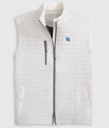 University of Kentucky Crosswind Quilted Performance Vest in White by Johnnie-O