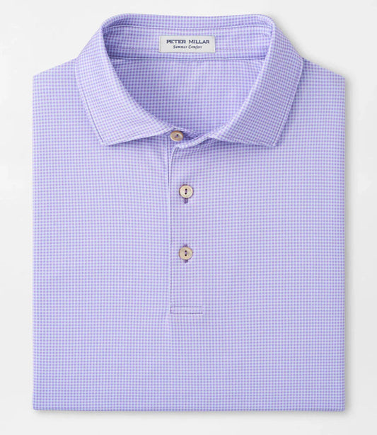 Gingham Performance Jersey Polo in Ultra Violet by Peter Millar