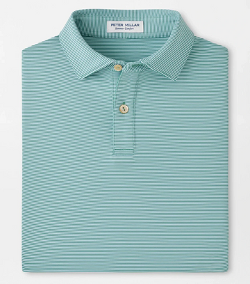 Jubilee Stripe Performance Polo in Snow Pea by Peter Millar