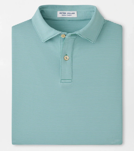 Jubilee Stripe Performance Polo in Snow Pea by Peter Millar