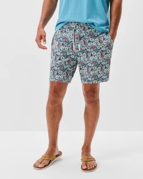 Ponderosa Half Elastic 7" Swim Trunks in Black by Johnnie-O