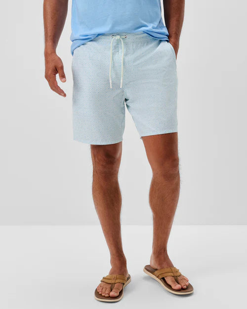 Anemone Half Elastic 7" Swim Trunks in White by Johnnie-O
