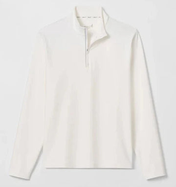 Hoppin Ribbed Knit Performance 1/4 Zip Pullover in White by Johnnie-O