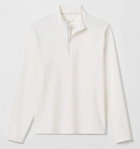 Hoppin Ribbed Knit Performance 1/4 Zip Pullover in White by Johnnie-O