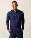 Hoppin Ribbed Knit Performance 1/4 Zip Pullover in Navy by Johnnie-O